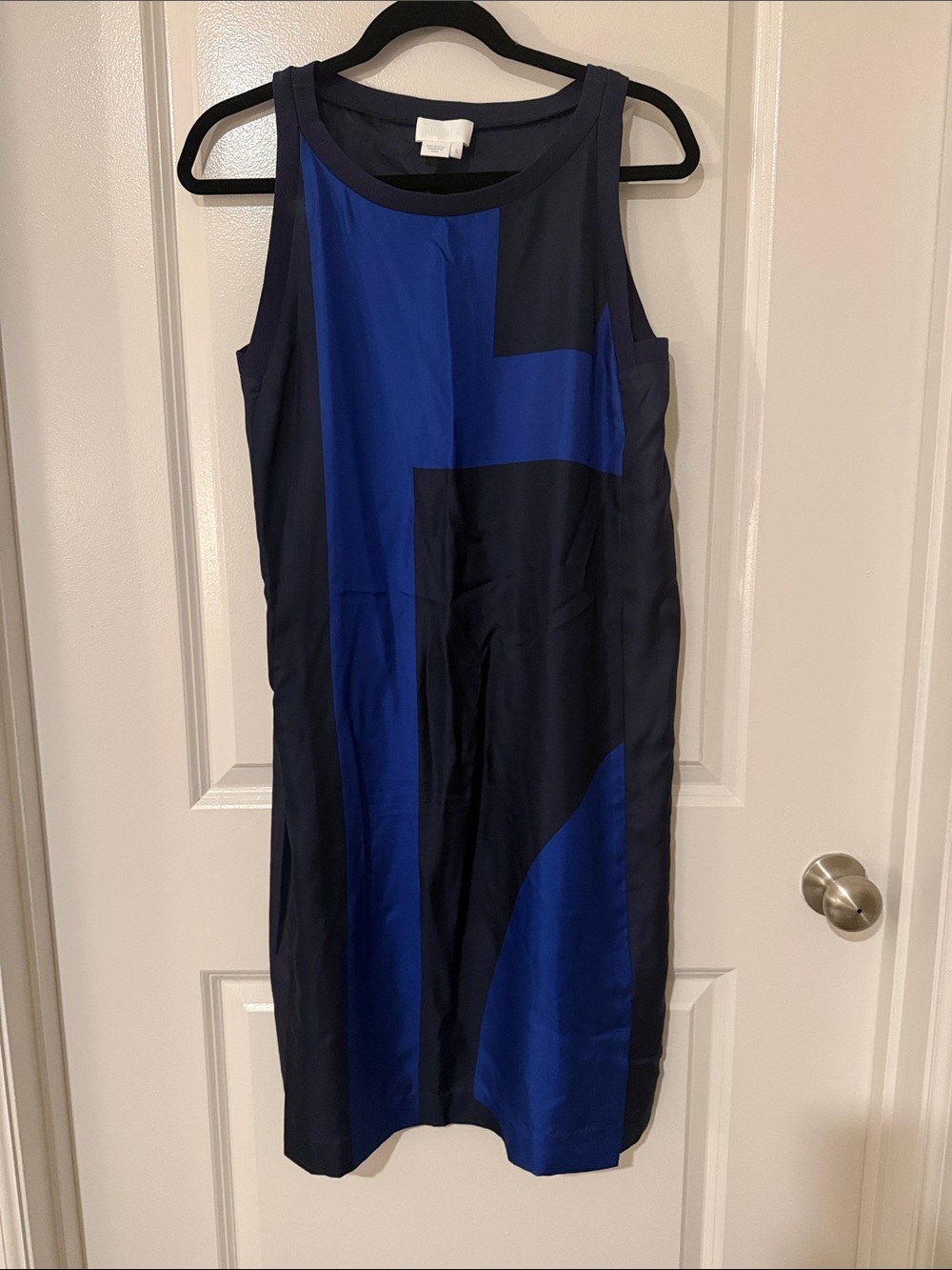 DKNY Navy and Royal Blue Colorblock Sleeveless Shift Dress